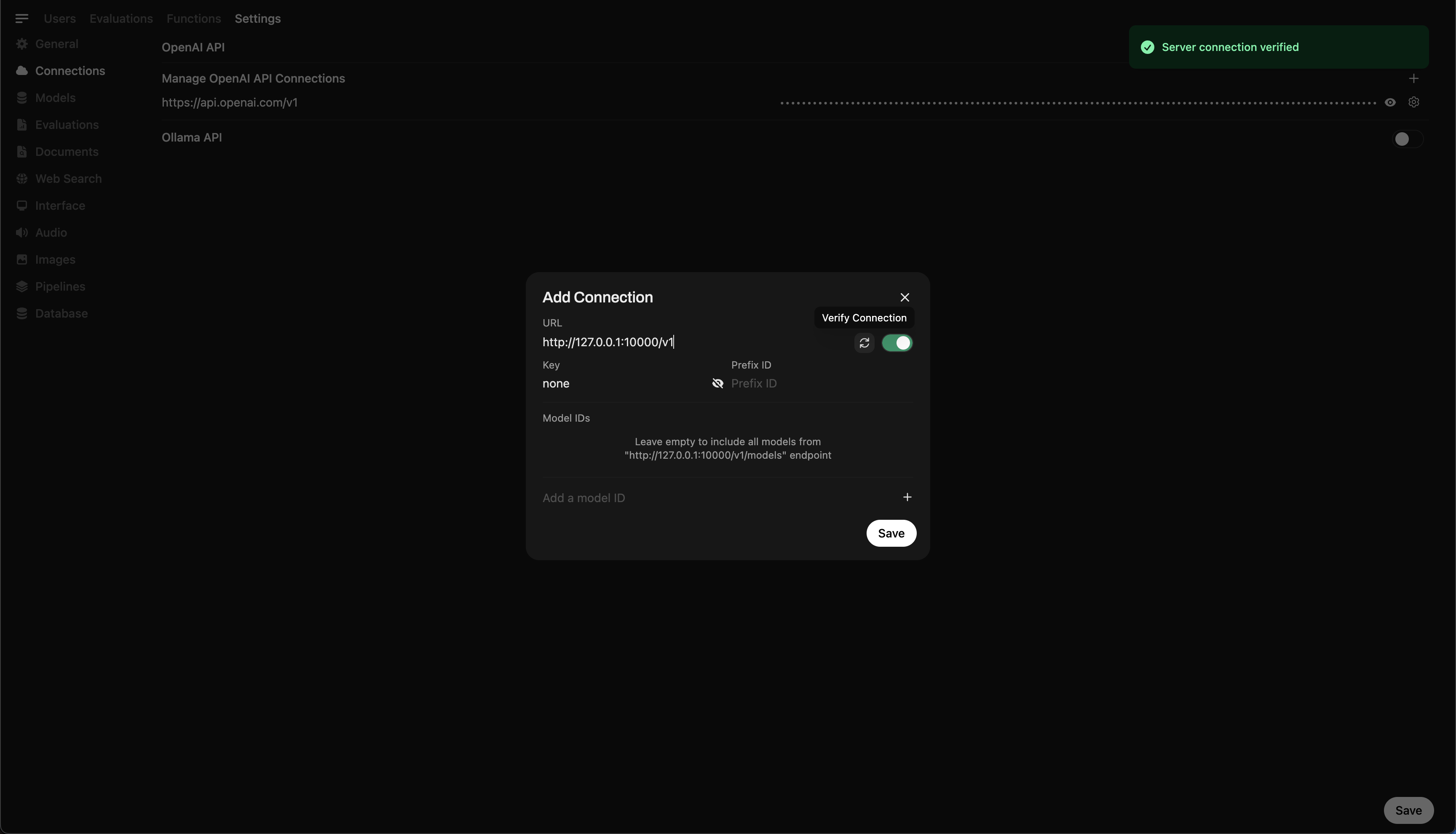 Open WebUI 中的 Llama.cpp 连接